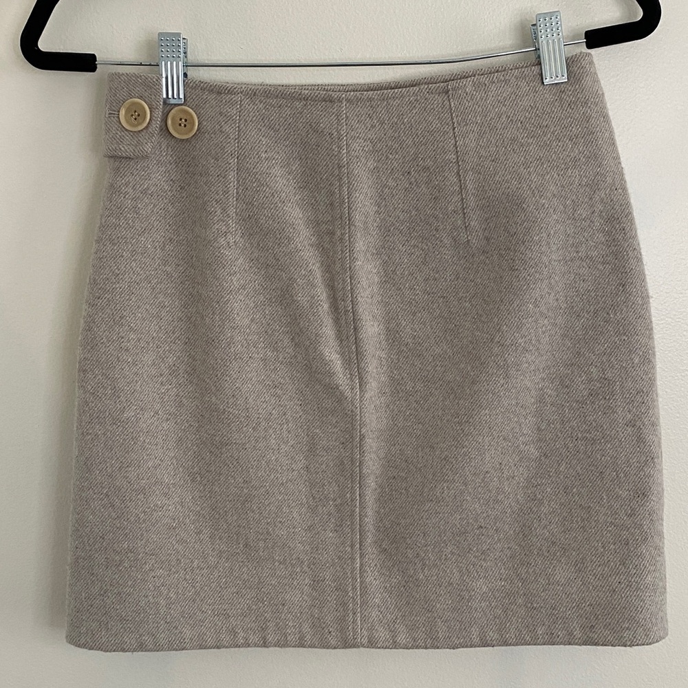 COS  Wool Cashmere Wrap Mini Skirt Neutral Taupe Gray size 6 - Picture 5 of 8